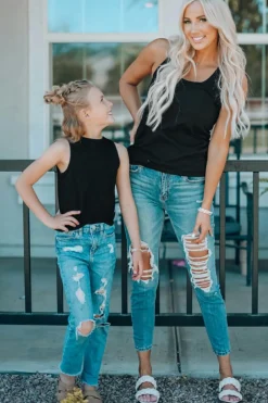 Fashion Dear-Lover Scoop Neck Basic Solid Tank Top Black