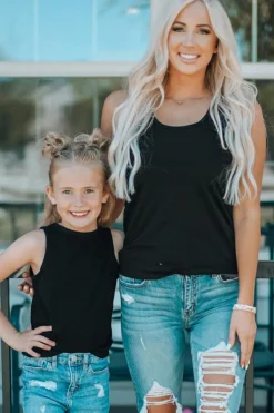 Fashion Dear-Lover Scoop Neck Basic Solid Tank Top Black
