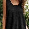 Best Dear-Lover Scoop Neck Waffle Knit Flowy Vest Black