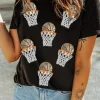 Outlet Dear-Lover Sequin Basketball Patched Graphic Game Day T Shirt Black