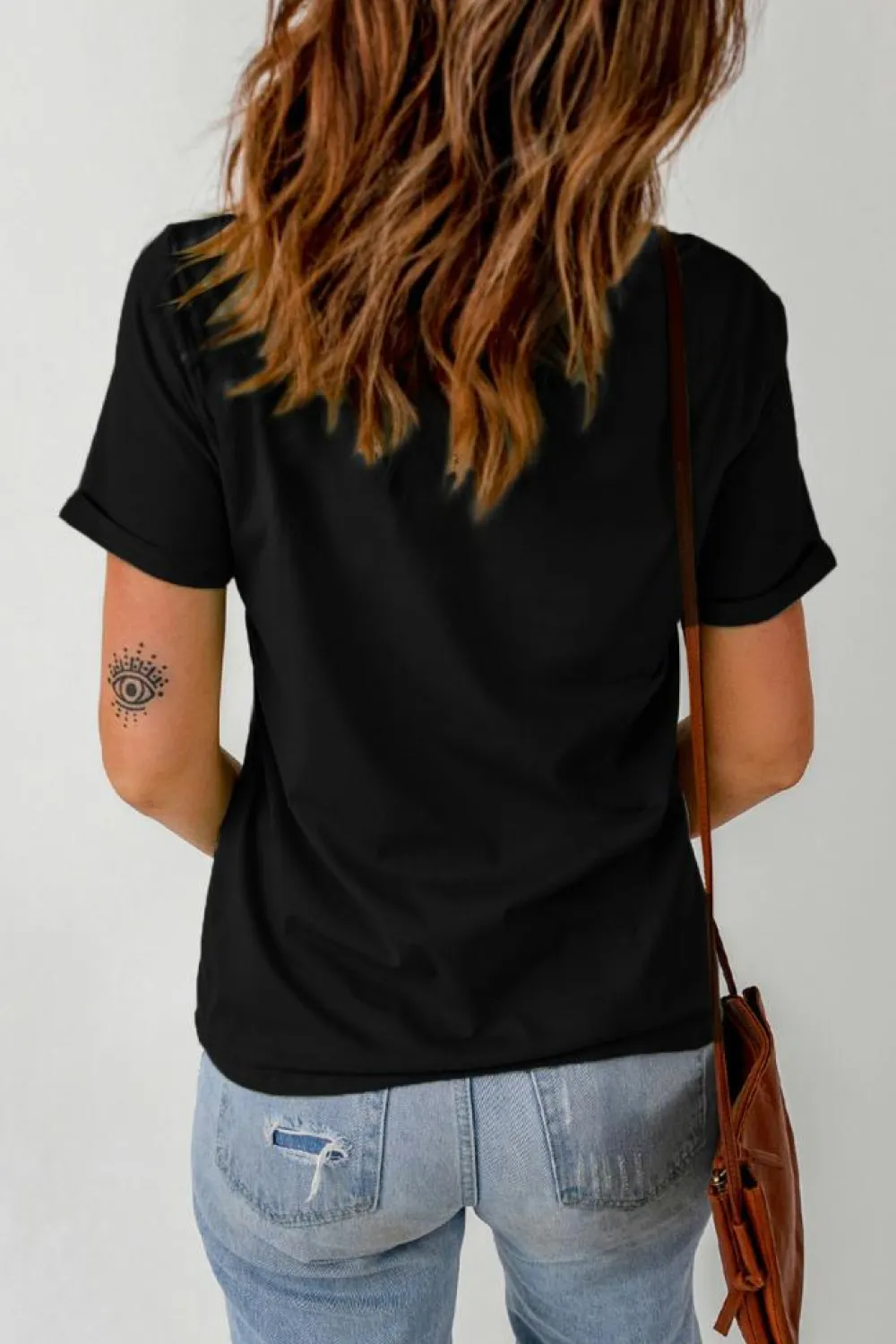 Clearance Dear-Lover Sequin Bow Ribbon Graphic T Shirt Black