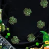 Online Dear-Lover Sequin Leopard Clover Graphic Crewneck St Patrick Tee Black