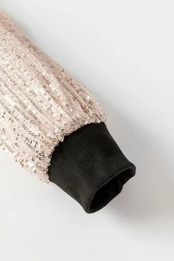 Clearance Dear-Lover Sequin Puff Sleeve Shift Mini Dress Black