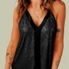 Sale Dear-Lover Sequin Racerback Tank Black