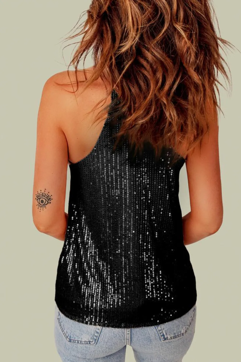 Sale Dear-Lover Sequin Racerback Tank Black