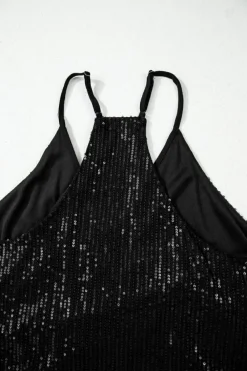 Sale Dear-Lover Sequin Racerback Tank Black