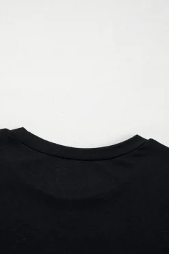 Best Dear-Lover Sequin Stripes Patchwork Mardi Gras Crew Neck T Shirt Black