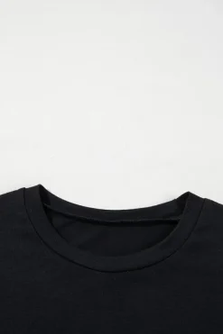 Best Dear-Lover Sequin Stripes Patchwork Mardi Gras Crew Neck T Shirt Black