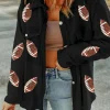 Outlet Dear-Lover Sequined Rugby Flap Pockets Buttoned Shacket Black