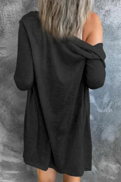 Online Dear-Lover Sequined Santa Claus Button Up Cardigan Black