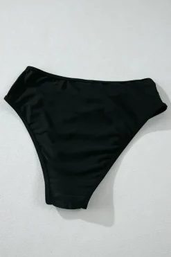 Discount Dear-Lover Sheer Mesh Edged Halter V Neck Push Up Bikini Black