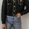 Outlet Dear-Lover Shimmer Flap Pocket Button up Cardigan Black