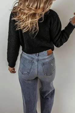 Outlet Dear-Lover Shimmer Flap Pocket Button up Cardigan Black