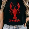Clearance Dear-Lover Shimmering Crawfish Graphic Tee Black
