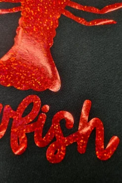 Clearance Dear-Lover Shimmering Crawfish Graphic Tee Black