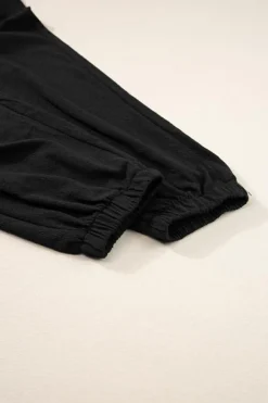 Outlet Dear-Lover Shirred High Waist Sleeveless V Neck Jumpsuit Black