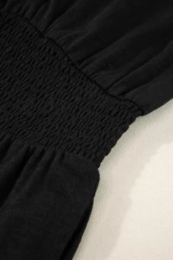 Outlet Dear-Lover Shirred High Waist Sleeveless V Neck Jumpsuit Black
