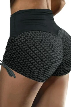 Sale Dear-Lover Side Drawstring Anti Cellulite High Waist Scrunch Butt Lift Shorts Black