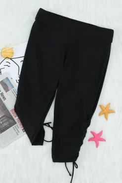 New Dear-Lover Side Drawstring Rash Guard Boardshort Black