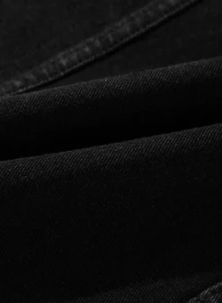 Hot Dear-Lover Side Pockets Lapel Collar Denim Jacket Black