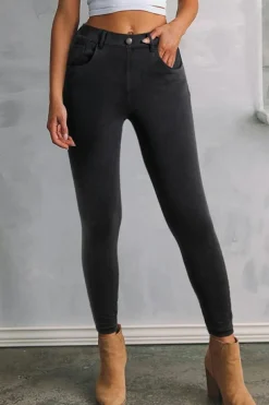 Hot Dear-Lover Skinny Fit Ankle High Waist Jeans Black
