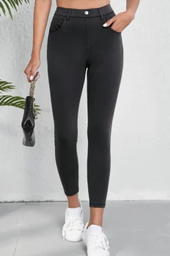 Hot Dear-Lover Skinny Fit Ankle High Waist Jeans Black