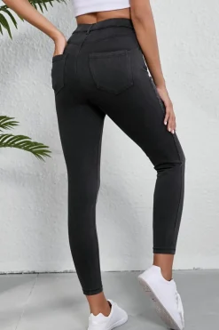 Hot Dear-Lover Skinny Fit Ankle High Waist Jeans Black
