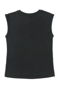 Best Dear-Lover Slash Cutout Cap Sleeve T Shirt Black