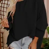 Best Dear-Lover Smocked Wrist Shift Top Black