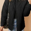 Online Dear-Lover Snap Button Quilted Puffer Jacket Black