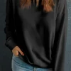 New Dear-Lover Solid Classic Crewneck Pullover Sweatshirt Black