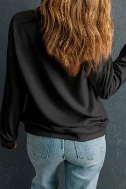 New Dear-Lover Solid Classic Crewneck Pullover Sweatshirt Black