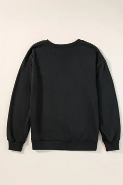New Dear-Lover Solid Classic Crewneck Pullover Sweatshirt Black