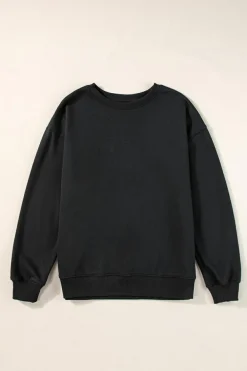 New Dear-Lover Solid Classic Crewneck Pullover Sweatshirt Black