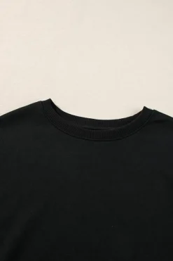 New Dear-Lover Solid Classic Crewneck Pullover Sweatshirt Black