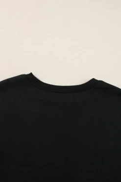 New Dear-Lover Solid Classic Crewneck Pullover Sweatshirt Black