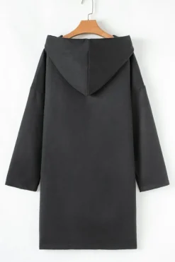 Discount Dear-Lover Solid Color Casual Zip up Hooded Coat Black