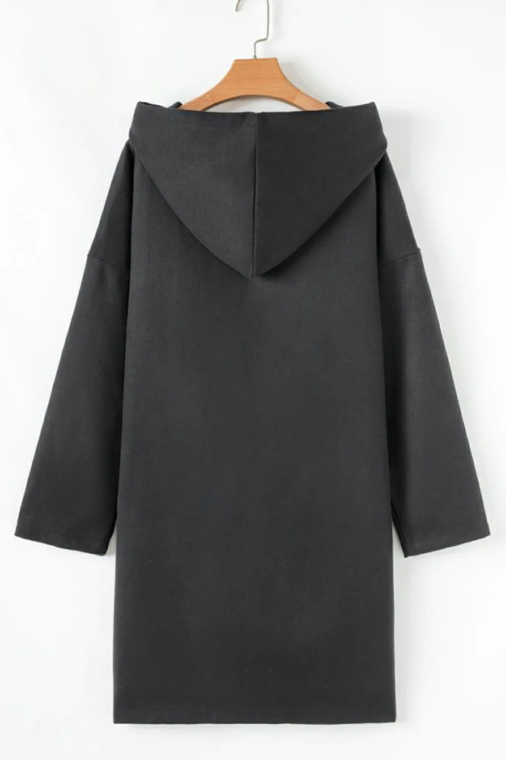 Discount Dear-Lover Solid Color Casual Zip up Hooded Coat Black