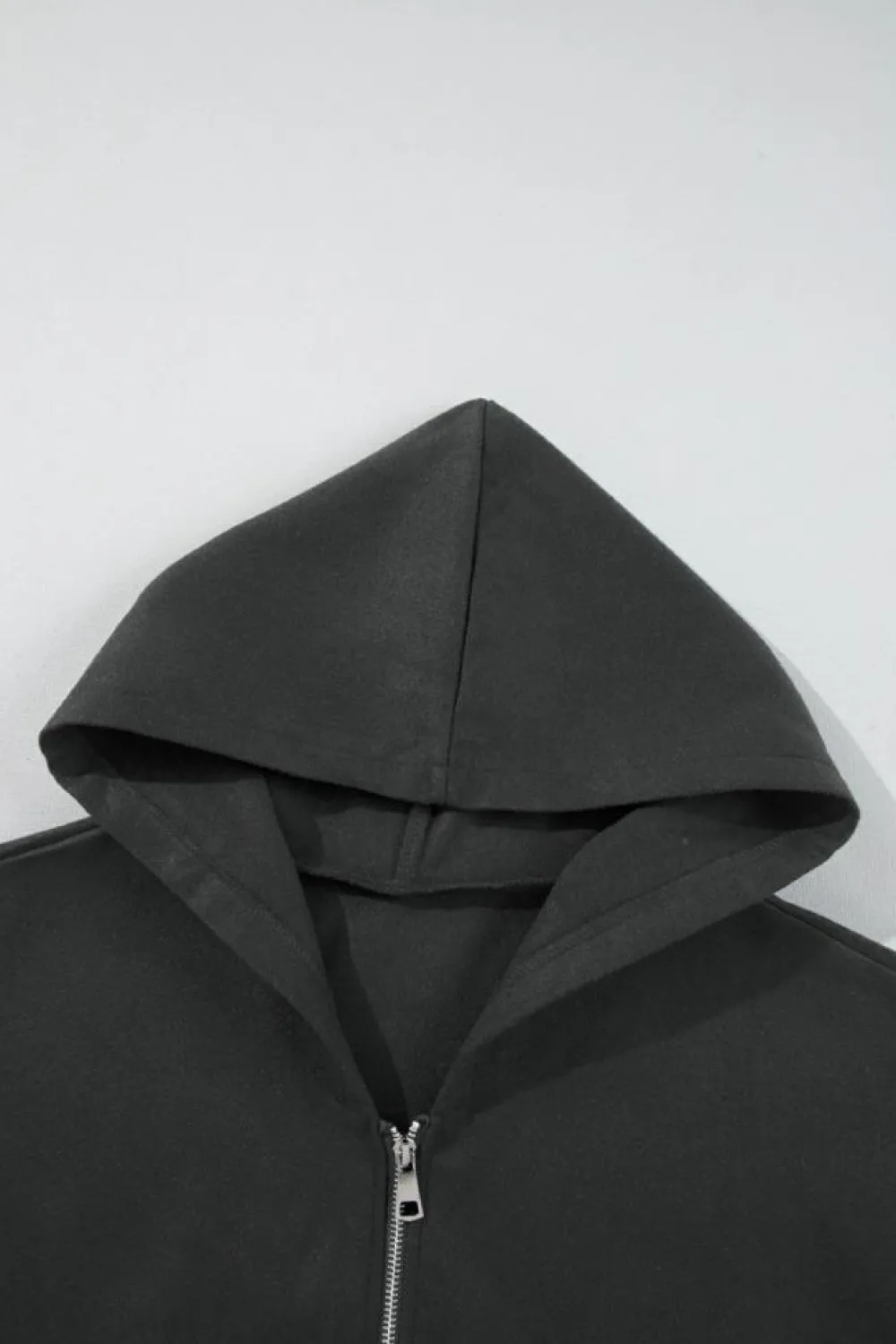 Discount Dear-Lover Solid Color Casual Zip up Hooded Coat Black