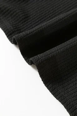 Outlet Dear-Lover Solid Color Corded Drop Shoulder Long Sleeve Top Black