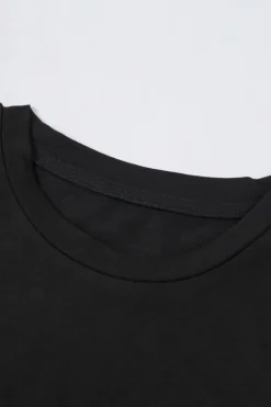 Fashion Dear-Lover Solid Color Crew Neck Tee Black