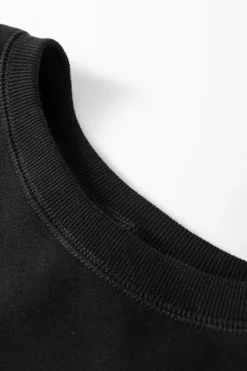Clearance Dear-Lover Solid Color High Low Pullover and Skinny Pants Set Black