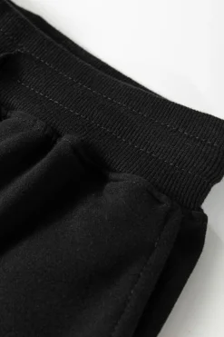 Clearance Dear-Lover Solid Color High Low Pullover and Skinny Pants Set Black