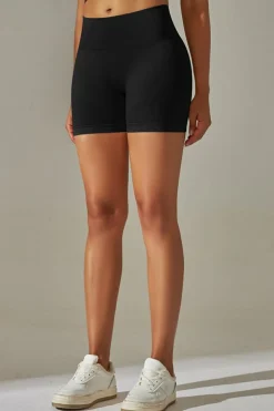 Fashion Dear-Lover Solid Color High Waist Tummy Control Active Shorts Black