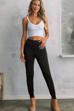 Best Dear-Lover Solid Color High Waist Stretchy Slim Fit Jeggings Black