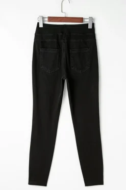 Best Dear-Lover Solid Color High Waist Stretchy Slim Fit Jeggings Black