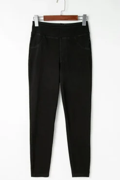 Best Dear-Lover Solid Color High Waist Stretchy Slim Fit Jeggings Black