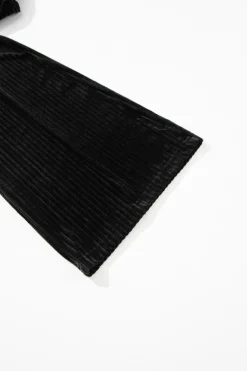 Discount Dear-Lover Solid Color High Waist Flare Corduroy Pants Black