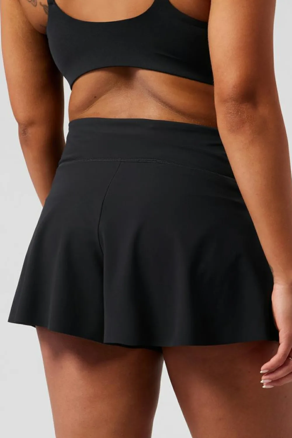 New Dear-Lover Solid Color High Waist Wide Leg Swim Bottom Black