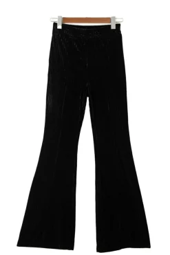 Discount Dear-Lover Solid Color High Waist Flare Corduroy Pants Black